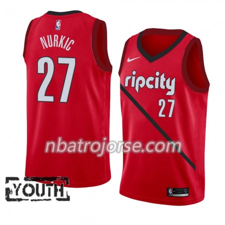 Barn Portland Trail Blazers Tröja Jusuf Nurkic 27 2018-19 Nike Röd Swingman